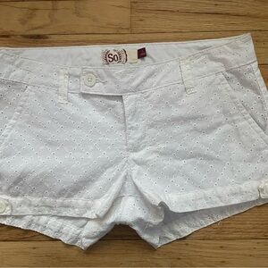 SO Women's White Eyelet Shorts